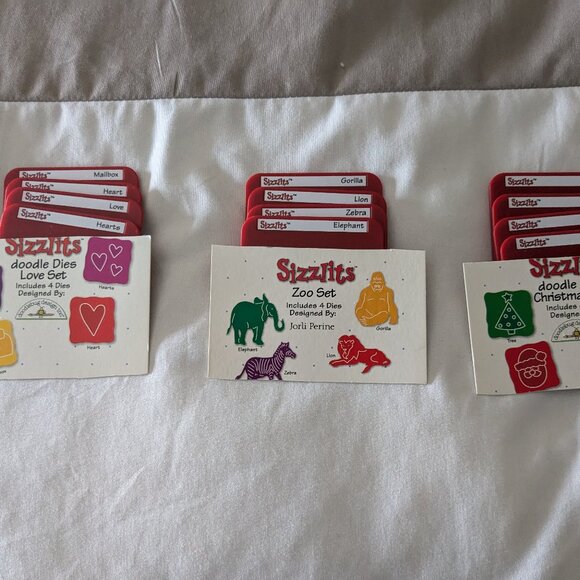 Sizzix Sizzlits Doodle Dies - 18 in total & Cutting Pad - Picture 1 of 5